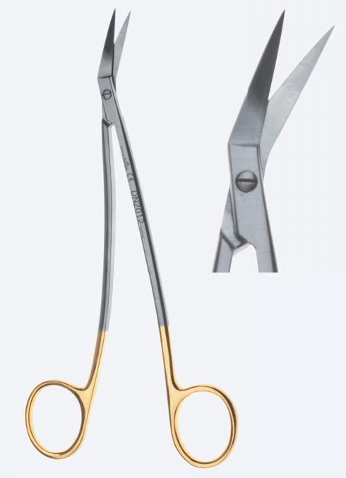 Ножиці Locklin, Power TC, делікат, для ясен та для лігатур, одне лезо зубчасте, вигну вбік, гостр, довжина 165 мм. Бренд - Asanus Medizintechnik Gmb, Німеччина